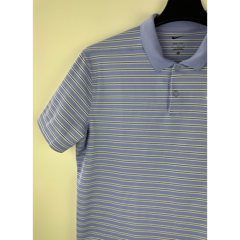 2 Nike Dri-Fit Men's Golf Polo Shirts Size Large Victory Stripe Green Blue Top - Picture 10 of 16